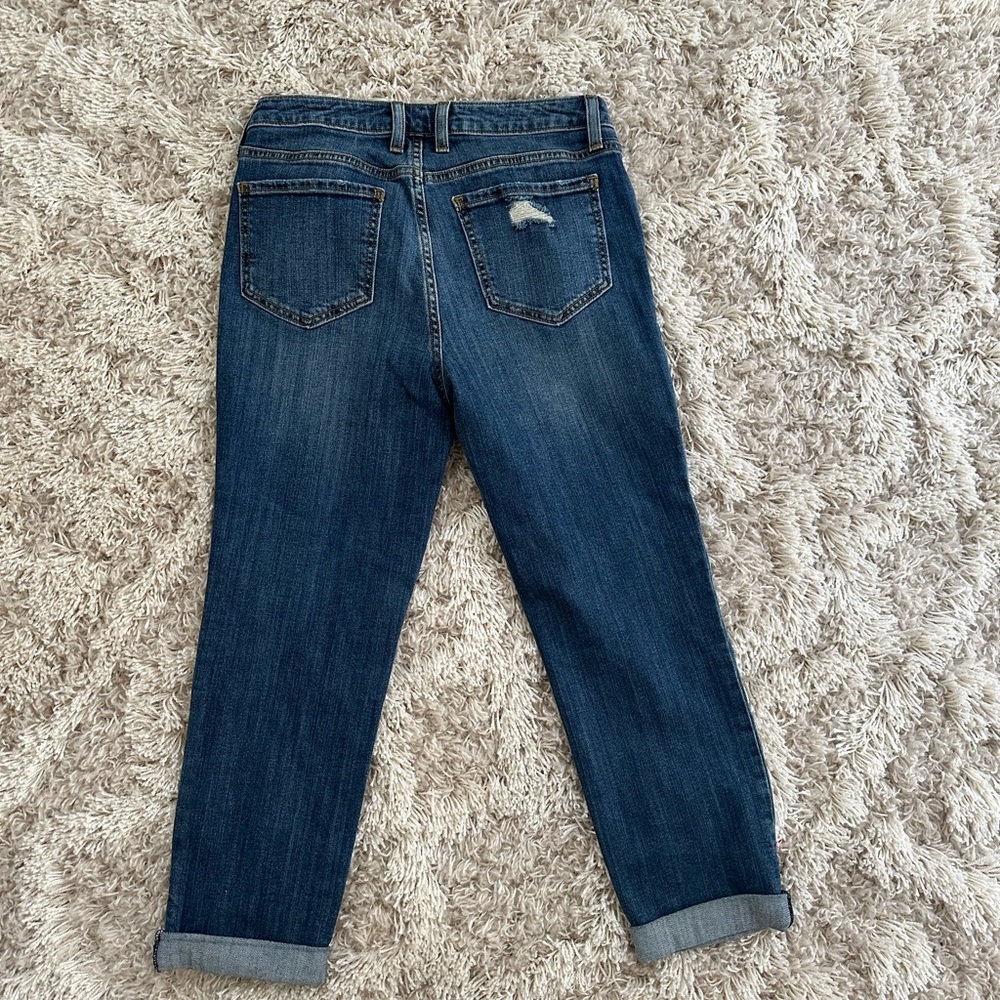 Boyfriend size 28 cropped cuffed jeans medium wash